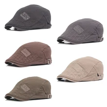 Летние модные мужские хлопковые береты плоская шляпа с вышивкой х/б козырек кепки винтажные плоские повседневные береты для мужчин регулируемый