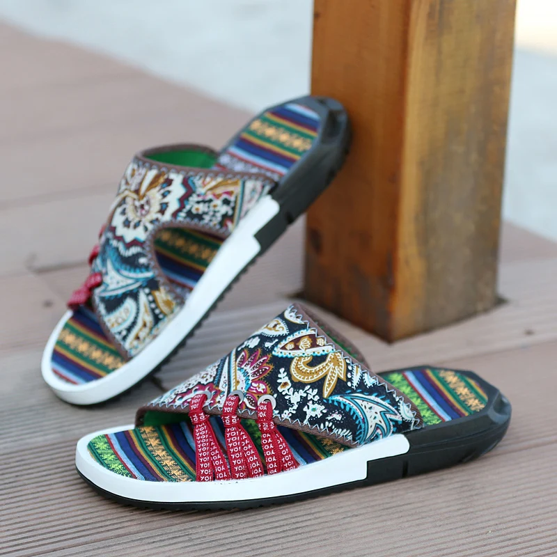 flower summer mixed colors men slippers desinger outdoor sandals camouflage casual shoes pants male leisure moccasins for men (67)