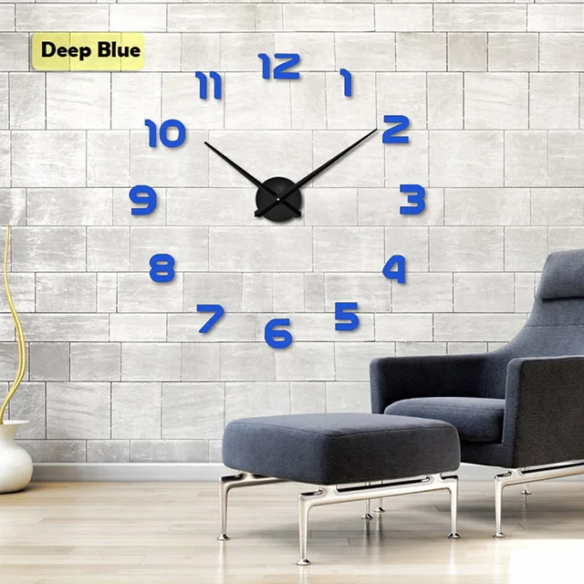 Muhsein, декоративные настенные часы, часы, сделай сам, акриловые зеркальные настенные наклейки, декор для гостиной, кварцевые иглы - Цвет: blue