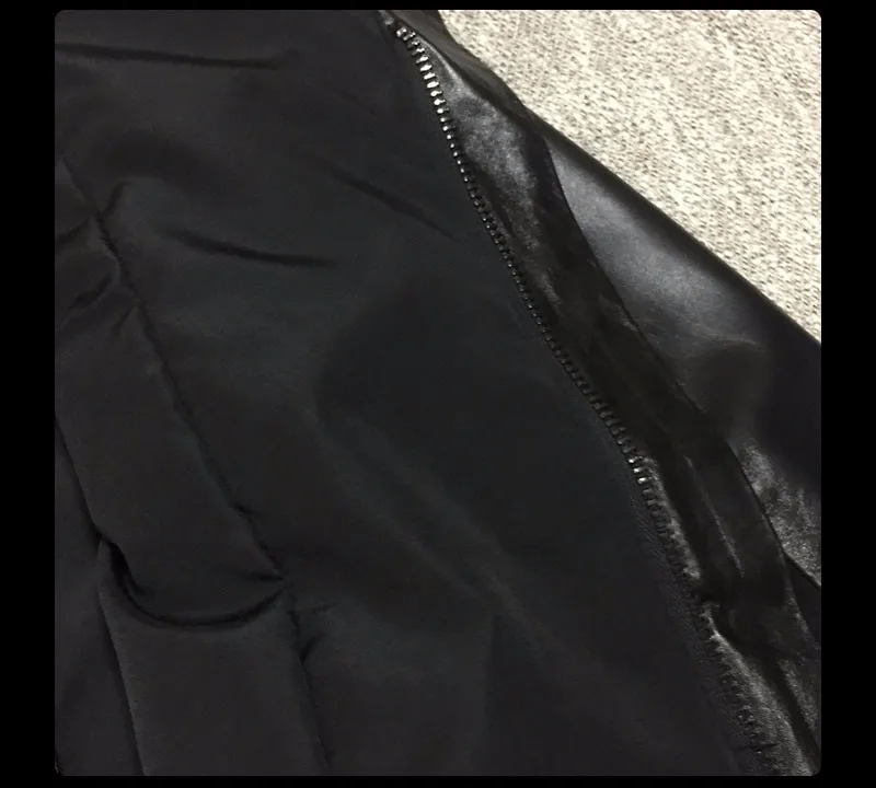 Черное пальто из натуральной кожи, женское, гладкое, из овчины, с капюшоном, мотоциклетная куртка, эластичная, ребристая, вязанная панель, на рукавах, с вырезами, LT793
