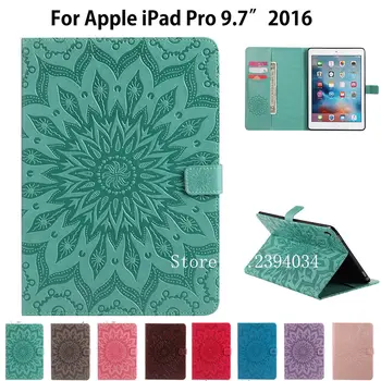 

Case For iPad Pro 9.7" Smart Cover Tablet Sun Embossed Leather Case For Apple iPad Pro 9.7 inch 2016 Release Funda Stand Shell