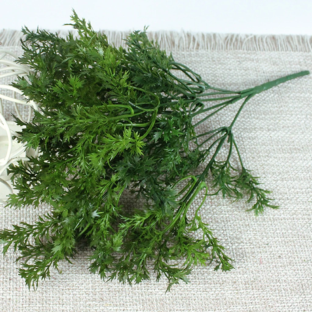 36 см искусственные зеленые листья Пластик растений 6-филиал петрушки трава дома Свадебные украшения