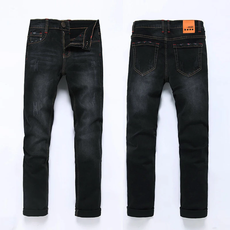 Высокое качество модные джинсовые джинсы мужские облегающие черные и синие цвета Большие размеры 28-46 48