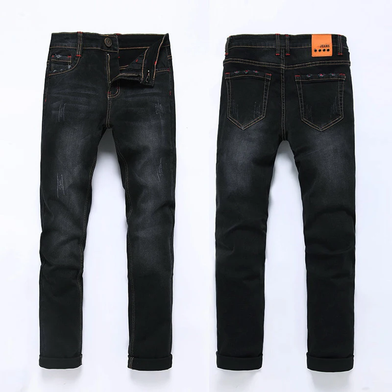 

High Quality 2017 Fashion Demin Jeans Men Slim Fit Black & Blue Color Plus Bigger size 28-46 48