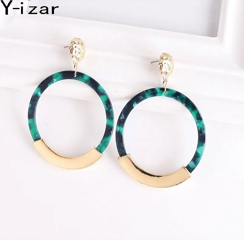 

Earrings simple gorgeous low-key luxury round golden leopard earrings material acetate multi-color resin ochre jewelry new 2019