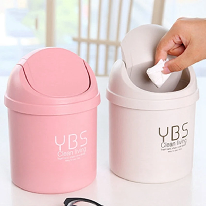 

1pcs Colour Waste Bins Plastic Desktop Garbage Cute Mini Small Waste Bin Small Storage Box Portable Contracted Style For Office