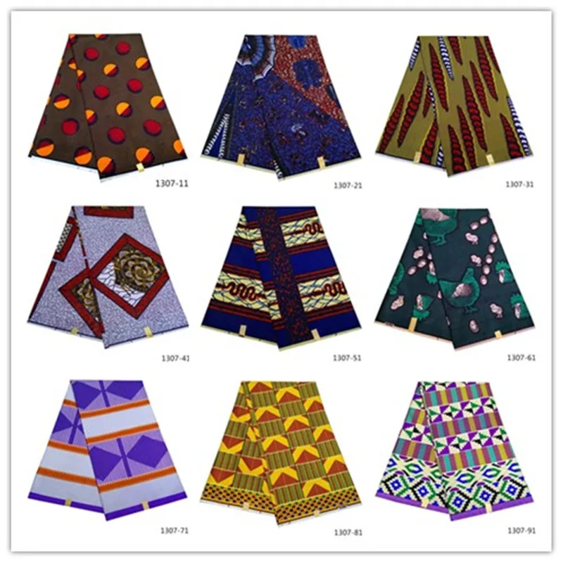 

ankara fabric african real wax print 100% Polyester African Fabric African Printed Wax patchwork fabric 6 yards/piece 1307-11