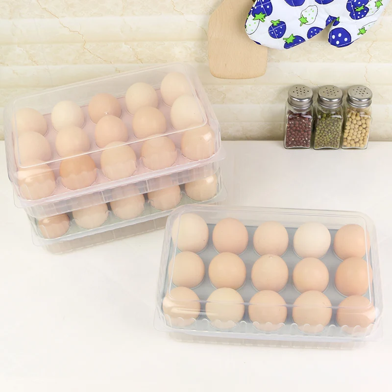 

BNBS Genuine 4815 Three colour Double-deck 15 Grid Portable Egg Tray Refrigerator Container Storage Box Keep Eggs Fresh Holder