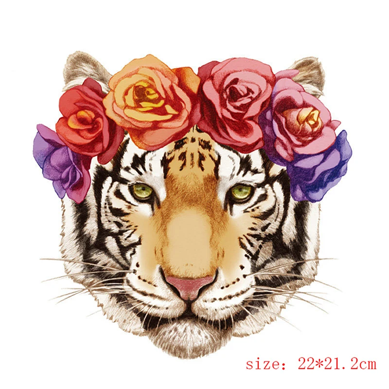 

Printing Iron On Appliques Patches Tiger Cat Head Clothes Patches DIY Patch On Clothes Jacket Thermal Heat Transfer Sticker