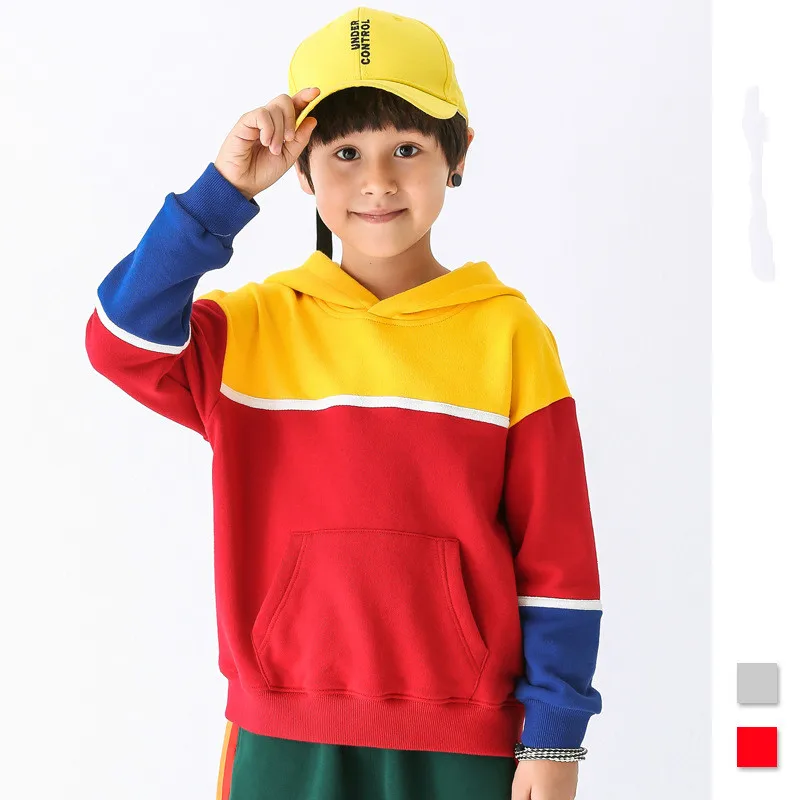 

Children's wear|Tide brand 2018 autumn new big children's sports long-sleeved children's contrast color hooded sweater