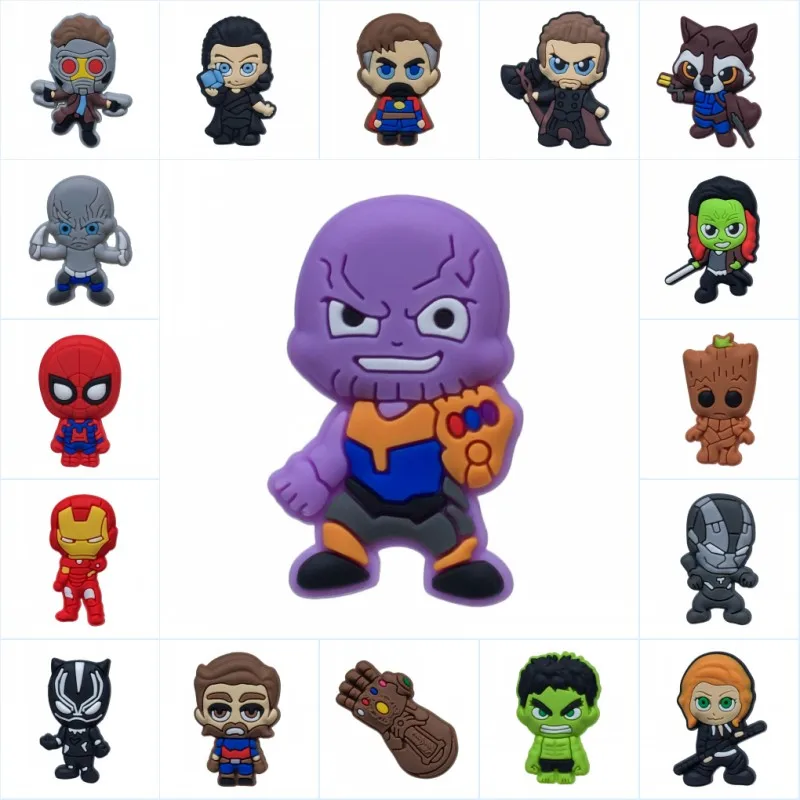 

17pcs Avenger Infinity War PVC Shoe Charms Hot Movie Figure Shoe Accessories Buckles fit Bracelets Decor JIBZ Kids Gift