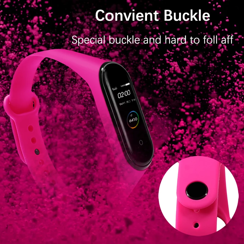 BOORUI для xiaomi mi band 4 ремешок новая модная цветная 5 силиконовый Ремень Замена 3