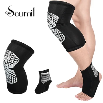 Soumit Comprimeren Mouw, 2 Stuks Fitness Protector voor Been Omvatten Enkel Mouw en Knie Mouw, elastische Mouw voor Sport