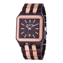SKONE 2016 New Man Wooden Watch Luxury Gift Bangle Quartz Watch With Calendar Display Men Masculino Watches