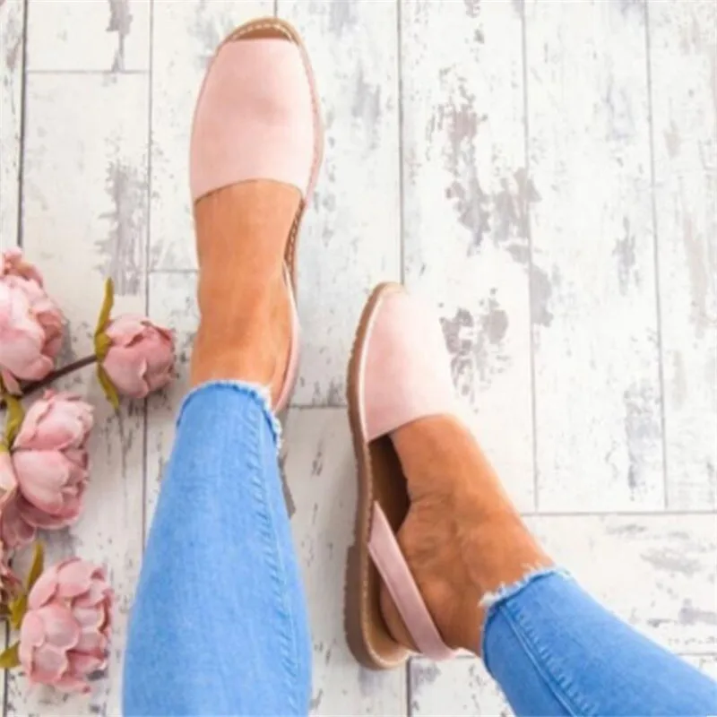 

Women Sandals Fashion Peep Toe Summer Shoes Woman Faux Suede Flat Sandals Size 35-43 Casual Shoes Woman Sandals Zapatos Mujer