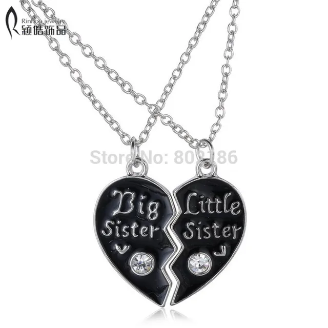 2p sisters pendant necklace broken heart puzzle jewelry unique