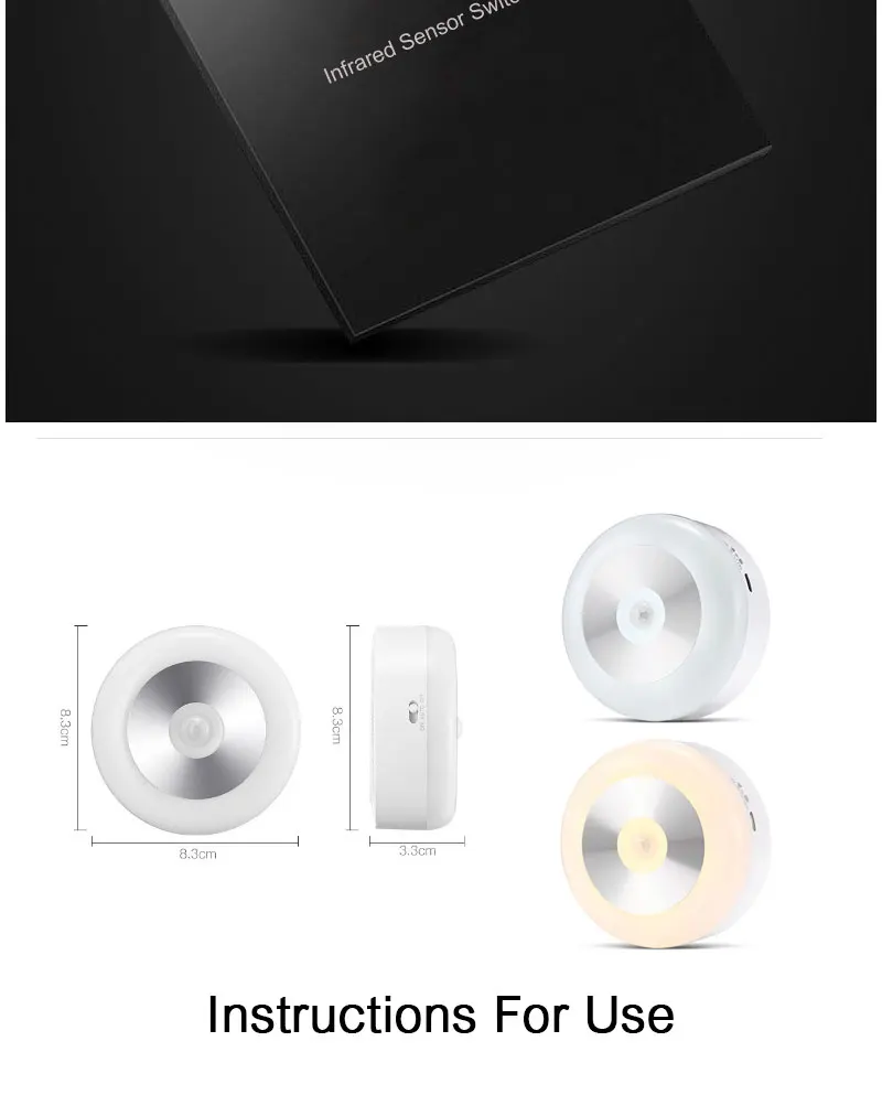  Woodpow LED PIR Body Motion Sensor Night Light AA Rechargeable Induction Lamp Infrared Sensing For Closet Wall Cabinet Corridor (9)
