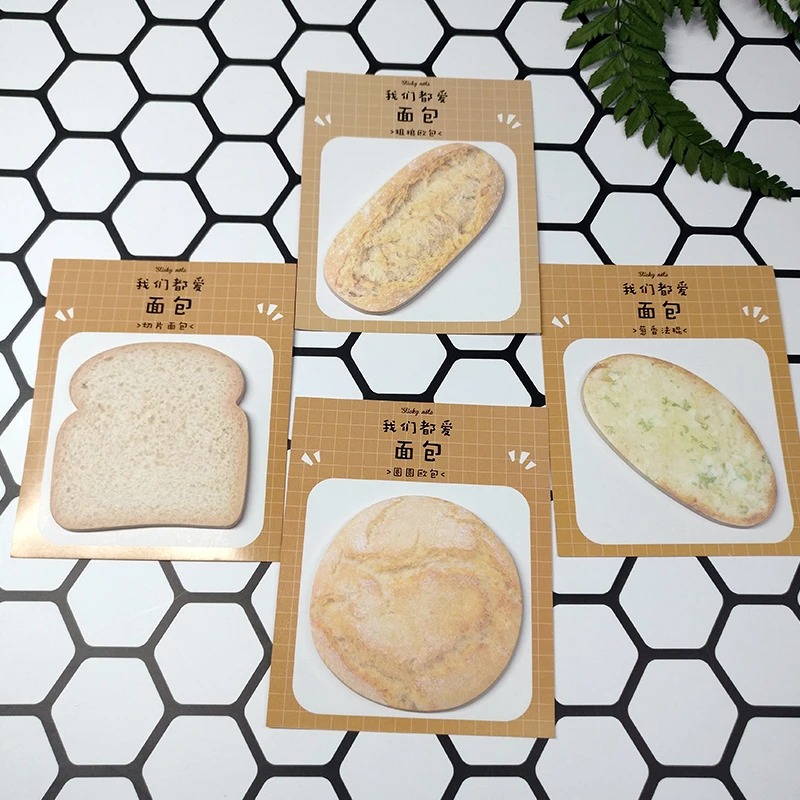 

2pcs/lot New Bread Series Decoration Sticky Notes Memo Pad Paper Label Sticker Notepad Bookmark School Gift Stationery Supplies