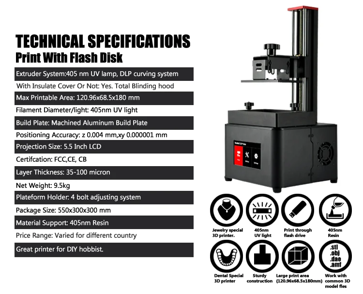 Wanhao D7 плюс 3d принтер DLP SLA lcd сенсорный экран 250 мл УФ Смола& FEP пленка бесплатно