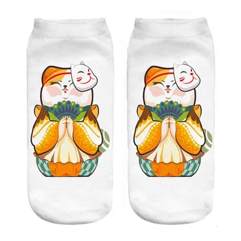 

Japanese style cute cartoon fortune cat 3D printed socks woman and girl's socks 20CM