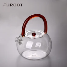 FUROOT Kitchen Dining Bar Tea Set Heat Resistant Glass Teapot Tea Coffee Teapot Home Office Tea Tool Drinkware Flower Kettle Jug