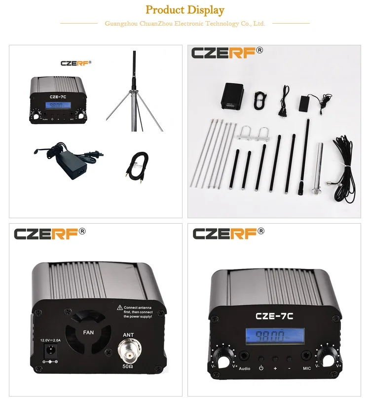 CZE-7C 7 Вт 76-108 МГц Регулируемая стерео PLL Беспроводная вещательная радиостанция fm-передатчик