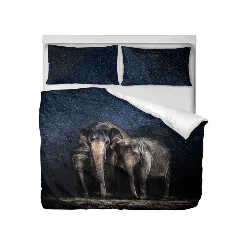 طقم سرير الأزياء بارد محظوظ الحيوان الحصان الفيل 3D الطباعة أغطية لحاف الملكة حجم مزدوج غرفة نوم الديكور طقم سرير 3 قطعة