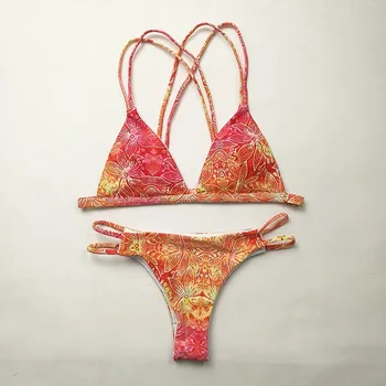 

Female Beach Swimwear Push Up Colorful Coconut Tree Print Bikini Set Women Sexy Swimsuit Bathing Suit Maillot De Bain