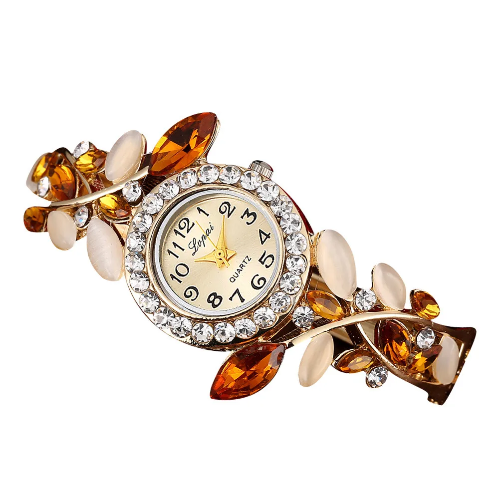 Lvpai красочные Кристальные женские браслет для часов, наручные часы Модные Винтажные ЖЕНСКИЕ НАРЯДНЫЕ Часы повседневные подарочные часы красные часы - Цвет: Orange
