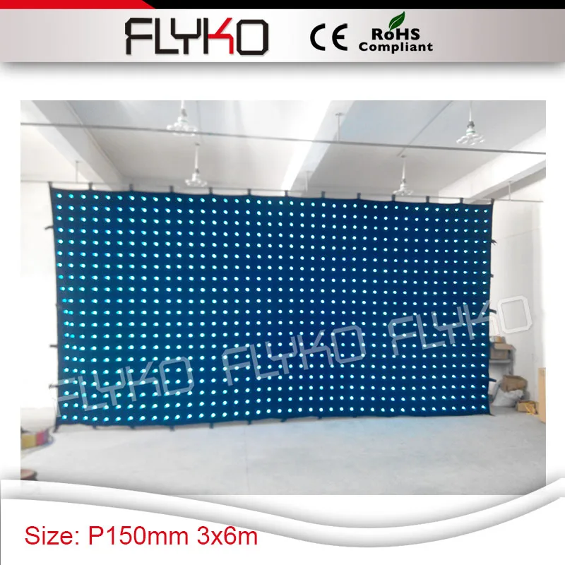 

led spotlights videos display editing programs DMX control Pixel15 3x6m stage background decoration led curtain