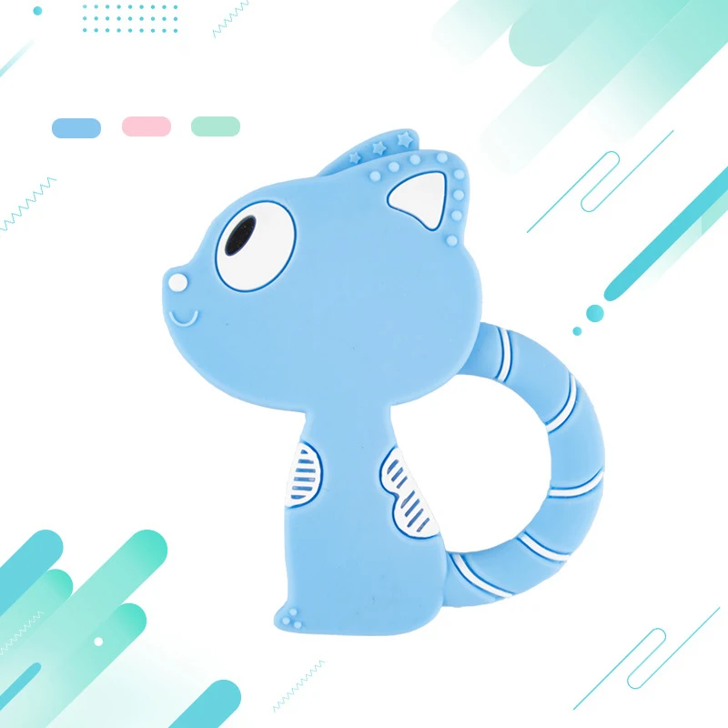 

1PC Silicone Fish Teether Baby Teething Pendant Cat Mermaid Teether Necklace Dinosaur Silicone Rodents Baby Teether Baby Product