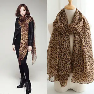 Новые модные женские туфли длинные Стиль Обёрточная бумага леди шаль Leopard шифон
