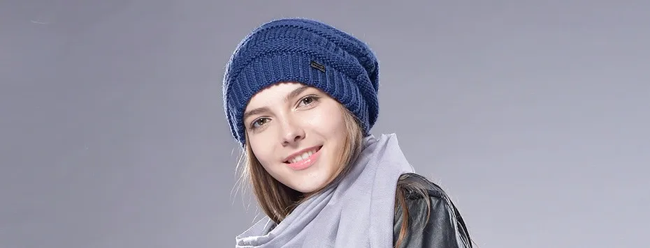 FURTALK, Зимняя шерстяная шапка бини для женщин, зимняя вязаная громоздкая шапочка, теплая Дамская шапка Skullies, женский шерстяной чулок, шапка