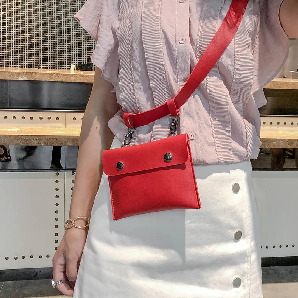 

2019 Xiniu Waist Bags For Women Fashion Women Pure Color Hasp Pu Leather Messenger Funny Pack Chest Bag Pouch Belt Bag
