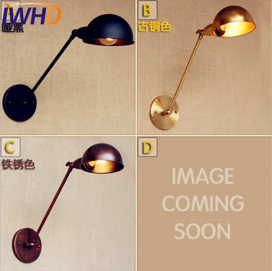 

IWHD Antique Gold Copper Vintage Wall Lights For Home Lighting Long Arm Loft Style Industrial Wall Lamp Sconce Appliques Pared