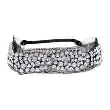 Волосы повязки на голову эксклюзивная стильный Для женщин; эластичная женская обувь элегантная обувь на платформе с кружевом сетка со стразами пряжи обруч аксессуары