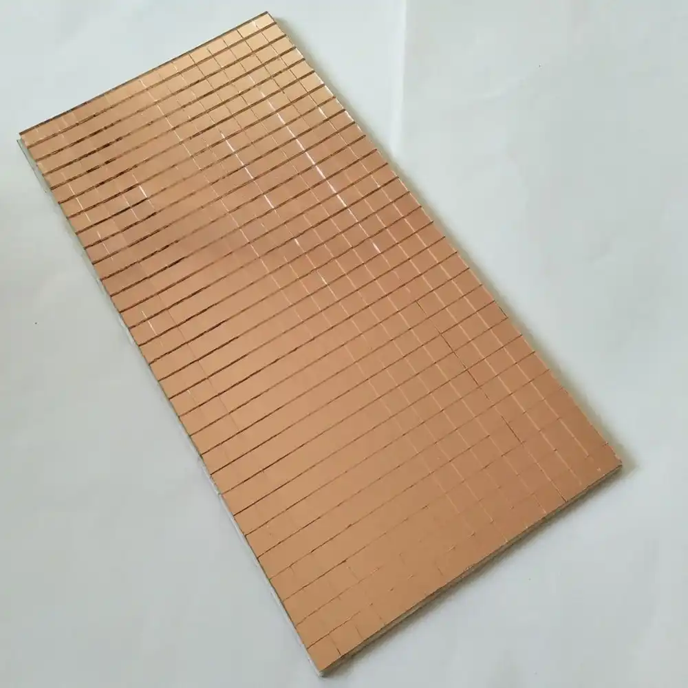 Light Rose Gold Glass Mirror Mosaic Tile,Mini Square Glass Mosaic