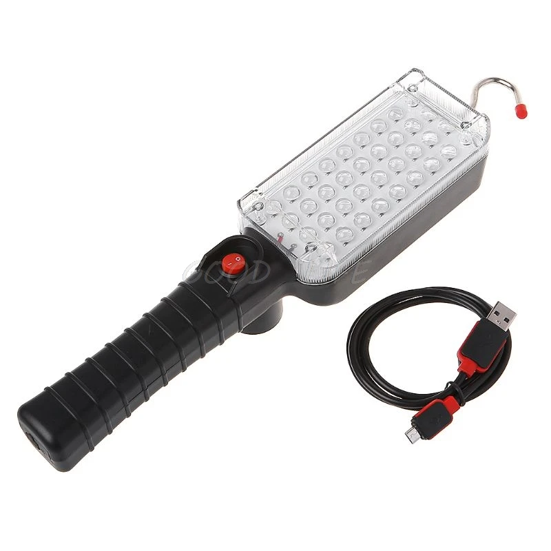 

1 Set Portable USB Rechargeable Work Light COB Repairing Lamp With Magnet & Hook 34 LED Flashlight ON/OFF
