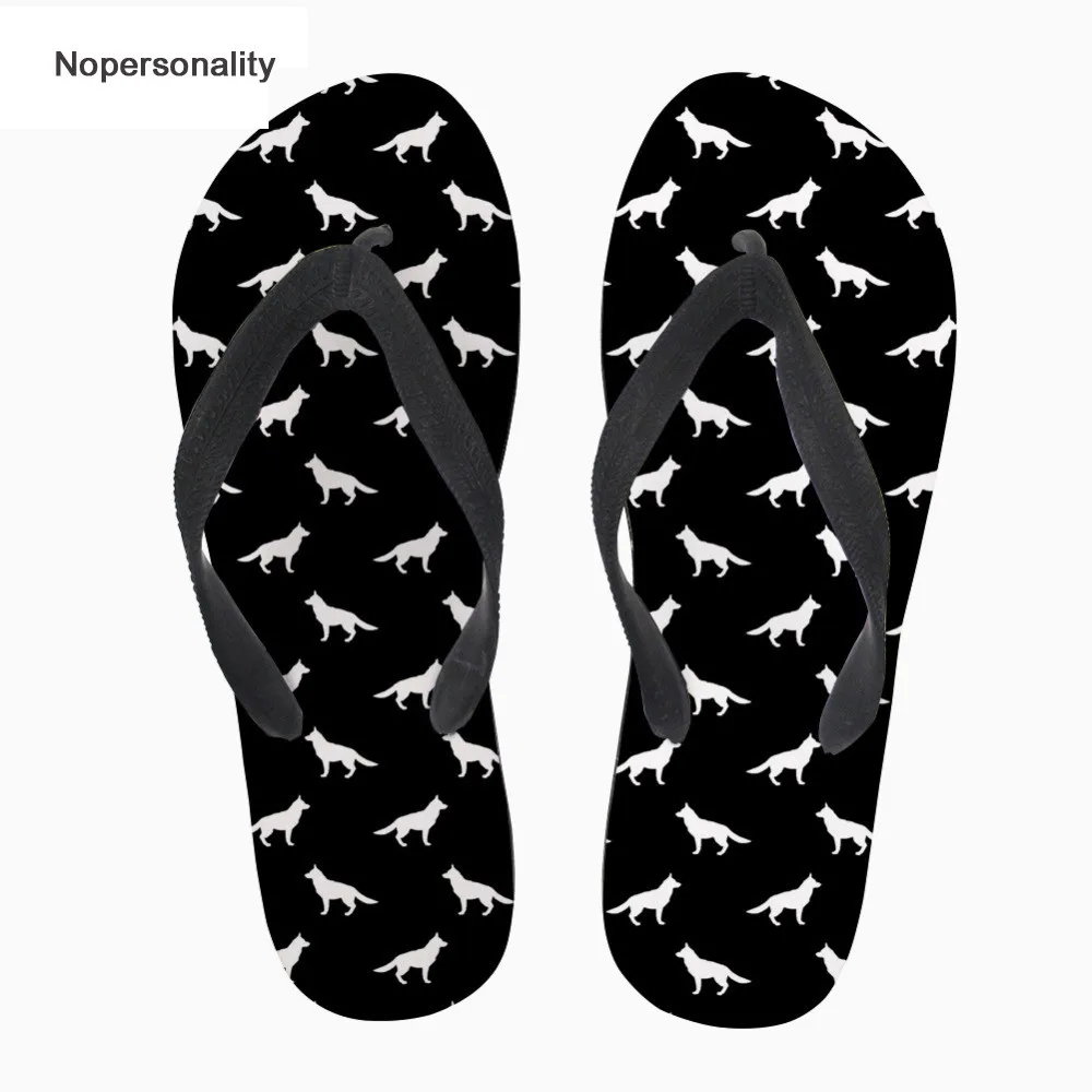 

Nopersonality German Shepherd Dog Flip Flops Soft Women Summer Beach Slippers Unique Flats Ladies Home Flipflops Rubber Sole