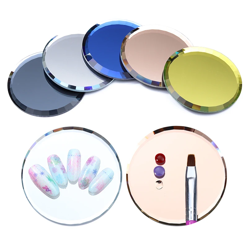 

Mirror Round False Nail Tips Display Board Color Palette Practice Showing Shelf Nail Art Tools for DIY UV Gel Polish