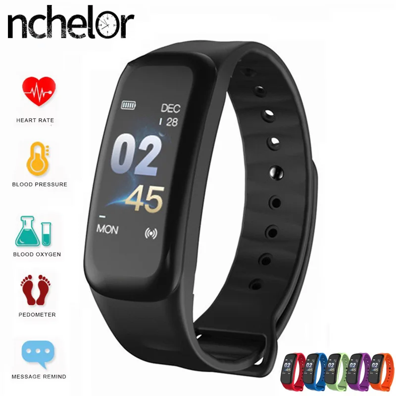 

Sport Heart Rate Watch C1S Smart Bracelet Fitness Tracker Sleep Monitor Message Push Waterproof Smart Wristband for xiaomi IOS