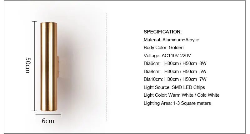 Nordic Art Gold Dining Room Wall Lamp Creative Loft Retro LED Wall Light Bar Hotel Bedroom Corridor Light Free Shipping (2)