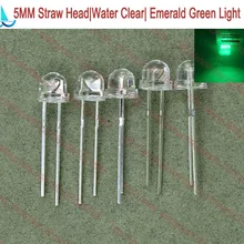 200 шт./лот) 5 мм светодиодный соломенная шляпа Головной убор супер яркий прозрачный изумрудно-зеленый светодиод Цвет светоизлучающий диод F5MM
