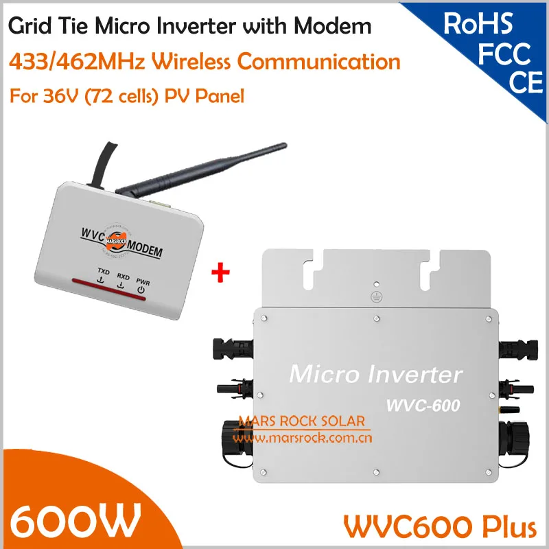 

Waterproof 600W Micro Inverter with modom DC22-50V Wide Input to AC80-160V/180-260V High Efficiency MPPT Grid Tie Inverter