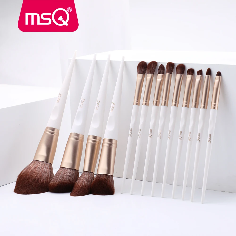 

MSQ 13PCS Makeup Brushes Set Powder Foundation Eye Shadow Lip Make Up Brush Kits Gold/White PVC Resin Handle Beauty Tools