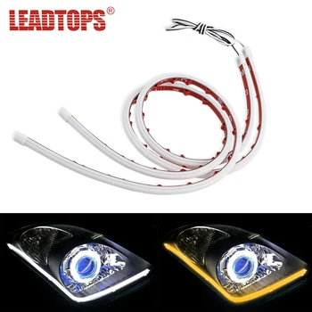 

LEADTOPS 2pcs Silicagel LED DRL Car Turn Signal Light External Car-Styling Light Strip Fexible 30cm 60cm Waterproof AB