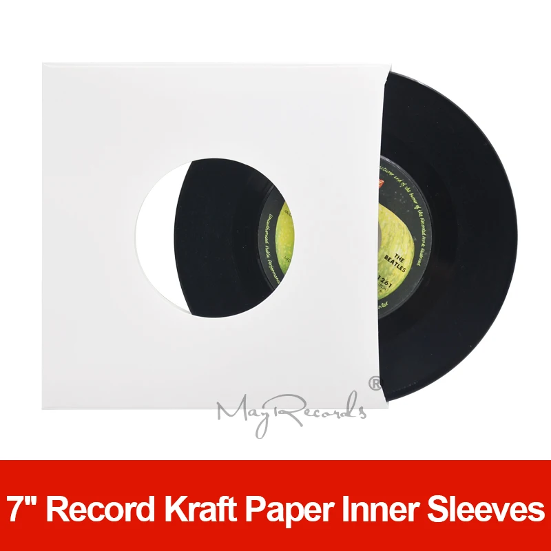 20 fundas interiores de papel Kraft blanco sin ácido pesado de alta calidad  con agujero para vinilo de disco de 7 pulgadas - AliExpress