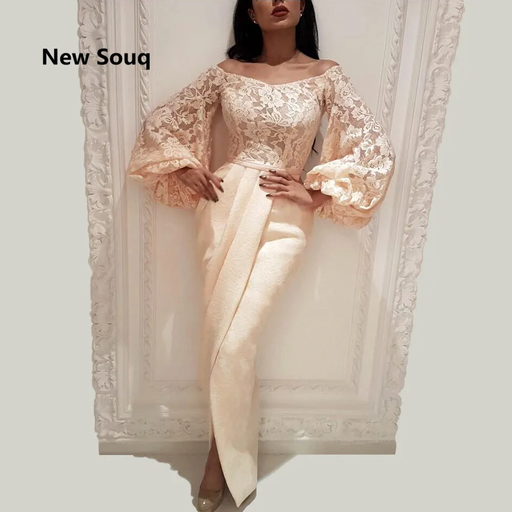 Ivory Lace Top Satin Arabisch Avondjurken Off De Schouder Puffy Lange Mouwen Mermaid Prom Jassen Moeder Van De Bruid jurken Ivory Lace Top Satin Arabisch Avondjurken Off De Schouder Puffy Lange Mouwen Mermaid Prom Jassen Moeder Van De Bruid jurken