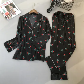 Lisacmvpnel Spring Printing Pattern Women Pajama Set Rayon Sleepwear Long Sleeve Trousers Two Paper Suit 3
