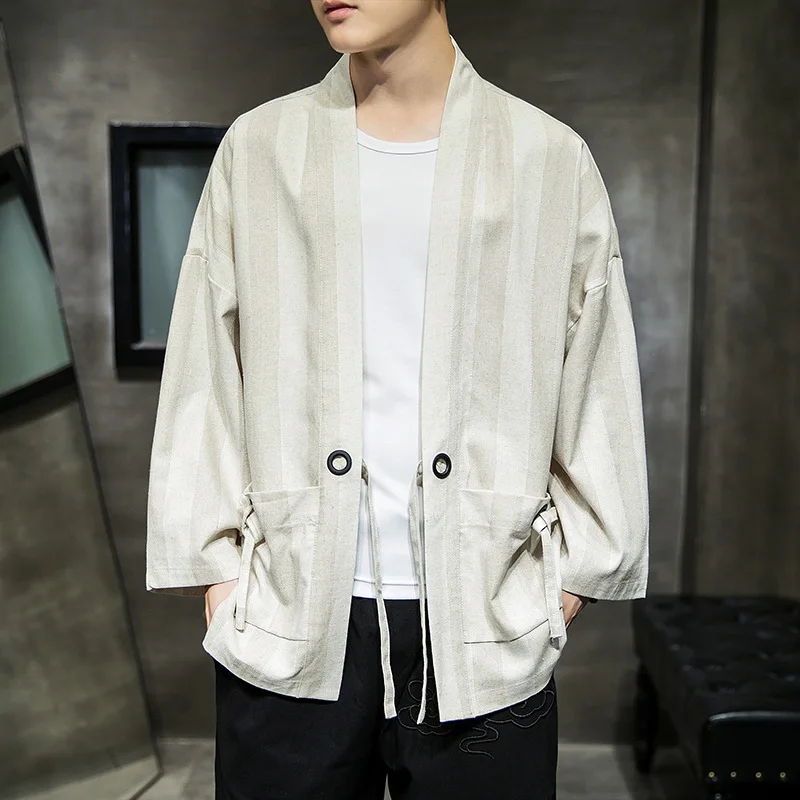 Men's high-grade jacket summer new Chinese wind cotton linen cardigan hanfu men's fashion Japanese top jacket dropshipping S-5XL Men's high-grade jacket summer new Chinese wind cotton linen cardigan hanfu men's fashion Japanese top jacket dropshipping S-5XL